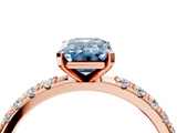 Rose gold Fancy Blue Emerald  Solitaire Pavé Band with Four-Prong Setting_143