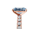 Rose gold Fancy Blue Emerald  Solitaire Pavé Band with Four-Prong Setting_144