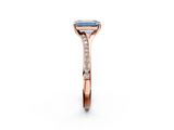 Rose gold Fancy Blue Emerald  Solitaire Pavé Band with Four-Prong Setting_60
