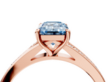 Rose gold Fancy Blue Emerald  Solitaire Pavé Band with Four-Prong Setting_62