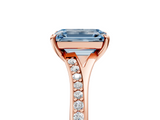 Rose gold Fancy Blue Emerald  Solitaire Pavé Band with Four-Prong Setting_63