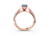 Rose gold Fancy Blue Emerald  Solitaire Pavé Diamond Engagement Ring with Four-Prong Setting_154