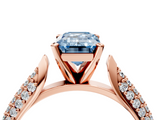 Rose gold Fancy Blue Emerald  Solitaire Pavé Diamond Engagement Ring with Four-Prong Setting_155