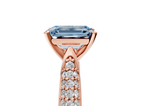 Rose gold Fancy Blue Emerald  Solitaire Pavé Diamond Engagement Ring with Four-Prong Setting_156