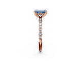Rose gold Fancy Blue Emerald  Solitaire Pavé Diamond Engagement Ring with Four-Prong Setting_43