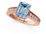 Rose gold Fancy Blue Emerald  Solitaire Pavé Diamond Milgrain Engagement Ring with Four-Prong Setting_4