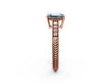 Rose gold Fancy Blue Emerald  Solitaire Pavé Diamond Milgrain Engagement Ring with Four-Prong Setting_5