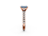 Rose gold Fancy Blue Emerald  Solitaire Pave Diamond Engagement Ring with Four-Prong Setting_344