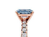 Rose gold Fancy Blue Emerald  Solitaire Pave Diamond Engagement Ring with Four-Prong Setting_347