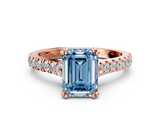 Rose gold Fancy Blue Emerald  Solitaire Pave Diamond Engagement Ring with Prong Setting_20