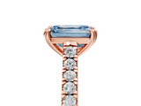 Rose gold Fancy Blue Emerald  Solitaire Pave Diamond Engagement Ring with Prong Setting_25