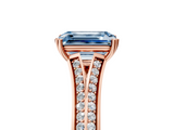 Rose gold Fancy Blue Emerald  Solitaire Pave Split Shank Engagement Ring with Six-Prong Setting_41