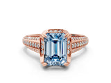 Rose gold Fancy Blue Emerald  Solitaire Pave Split Shank Ring with Four-Prong Setting_81
