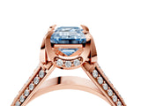 Rose gold Fancy Blue Emerald  Solitaire Pave Split Shank Ring with Four-Prong Setting_85