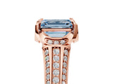 Rose gold Fancy Blue Emerald  Solitaire Pave Split Shank Ring with Four-Prong Setting_86