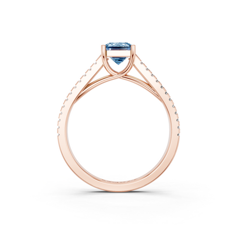 Rose gold Fancy Blue Emerald  Solitaire Split Shank Pavé Diamond Engagement Ring_307