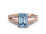 Rose gold Fancy Blue Emerald  Solitaire Split Shank Pavé Diamond Engagement Ring_422