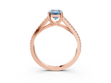 Rose gold Fancy Blue Emerald  Solitaire Split Shank Pavé Diamond Engagement Ring_425