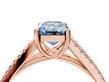 Rose gold Fancy Blue Emerald  Solitaire Split Shank Pavé Diamond Engagement Ring_426