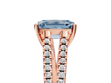 Rose gold Fancy Blue Emerald  Solitaire Split Shank Pavé Diamond Engagement Ring_427