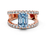 Rose gold Fancy Blue Emerald  Solitaire Split Shank Pave Diamond Ring_48