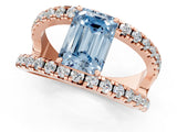 Rose gold Fancy Blue Emerald  Solitaire Split Shank Pave Diamond Ring_49