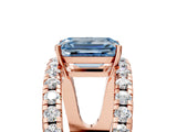 Rose gold Fancy Blue Emerald  Solitaire Split Shank Pave Diamond Ring_53