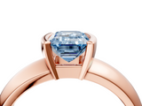 Rose gold Fancy Blue Emerald  Solitaire Tension Set Diamond Ring with Wide Band_24