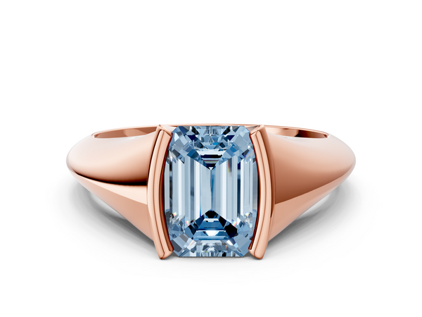 Rose gold Fancy Blue Emerald  Solitaire Tension Set Diamond Ring