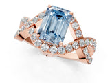 Rose gold Fancy Blue Emerald  Solitaire Twist Band Pavé Diamond Engagement Ring_33