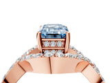 Rose gold Fancy Blue Emerald  Solitaire Twist Band Pavé Diamond Engagement Ring_36