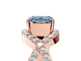 Rose gold Fancy Blue Emerald  Solitaire Twist Band Pavé Diamond Engagement Ring_37