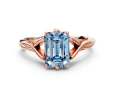 Rose gold Fancy Blue Emerald  Solitaire Twist Band Six-Prong Setting 2