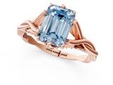 Rose gold Fancy Blue Emerald  Solitaire Twist Band Six-Prong Setting 3