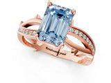 Rose gold Fancy Blue Emerald  Solitaire Twist Band with Pavé Accents and Four-Prong Setting_21