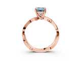 Rose gold Fancy Blue Emerald  Solitaire Twist Band with Pavé Accents and Four-Prong Setting_23