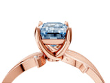 Rose gold Fancy Blue Emerald  Solitaire Twist Band with Pavé Accents and Four-Prong Setting_24