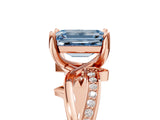 Rose gold Fancy Blue Emerald  Solitaire Twist Band with Pavé Accents and Four-Prong Setting_25
