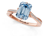 Rose gold Fancy Blue Emerald  Solitaire Twist Band with Pavé Diamonds and Four-Prong Setting_67