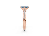 Rose gold Fancy Blue Emerald  Solitaire Twist Band with Pavé Diamonds and Four-Prong Setting_68