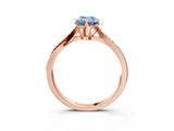 Rose gold Fancy Blue Emerald  Solitaire Twist Band with Pavé Diamonds and Four-Prong Setting_69