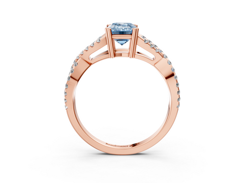 Rose gold Fancy Blue Emerald  Solitaire Twist Band with Pavé Setting and Four-Prong Setting_20