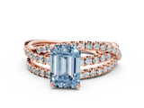 Rose gold Fancy Blue Emerald  Solitaire Twist Band with Pavé Setting and Four-Prong Setting_91