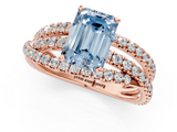 Rose gold Fancy Blue Emerald  Solitaire Twist Band with Pavé Setting and Four-Prong Setting_92