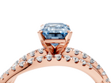 Rose gold Fancy Blue Emerald  Solitaire Twist Band with Pavé Setting and Four-Prong Setting_95