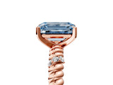 Rose gold Fancy Blue Emerald  Solitaire Twisted Band Prong Set Engagement Ring_66