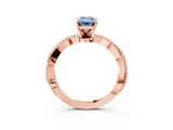 Rose gold Fancy Blue Emerald  Solitaire Twisted Band with Bead Prong Setting_295