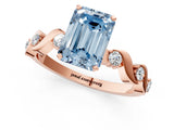 Rose gold Fancy Blue Emerald  Solitaire Twisted Band with Prong Setting 1
