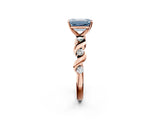 Rose gold Fancy Blue Emerald  Solitaire Twisted Band with Prong Setting 2