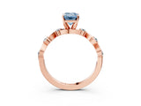Rose gold Fancy Blue Emerald  Solitaire Twisted Band with Prong Setting 3
